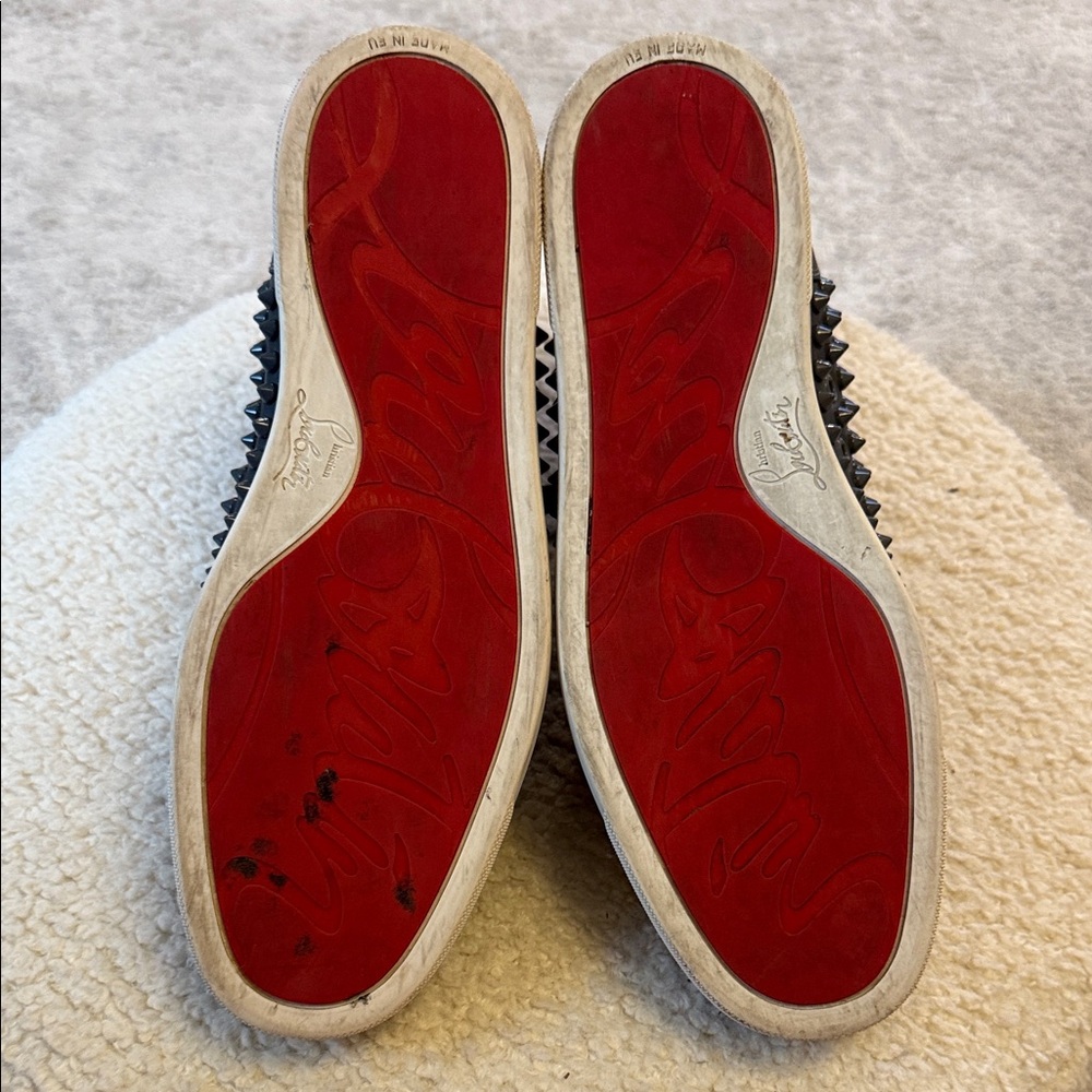 Christian Louboutin Grey Spiked Sneakers - Picture 6 of 6
